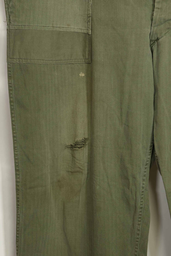 1940's U.S. Army HBT Utility Pants, large size, scratched, used.