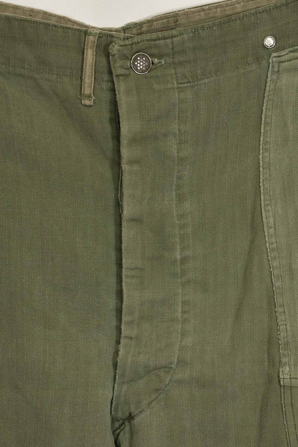 1940's U.S. Army HBT Utility Pants, large size, scratched, used.