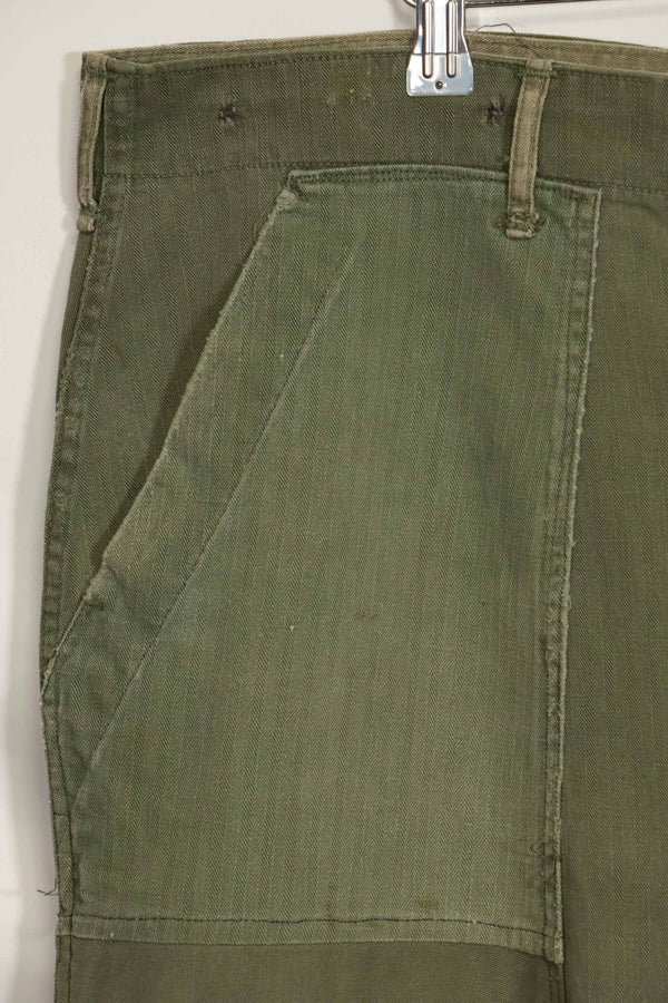 1940's U.S. Army HBT Utility Pants, large size, scratched, used.