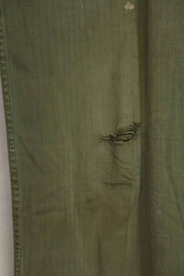 1940's U.S. Army HBT Utility Pants, large size, scratched, used.