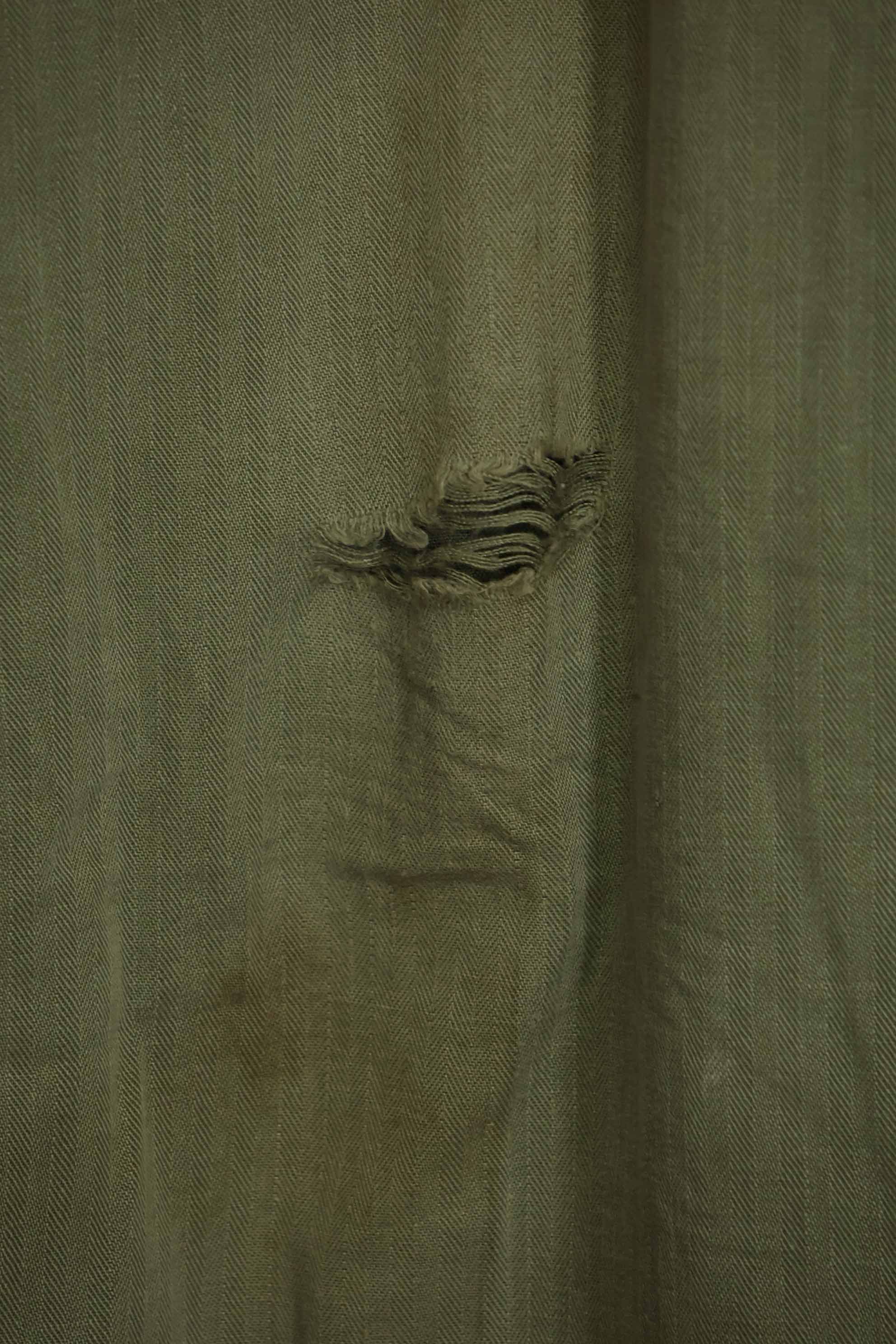 1940's U.S. Army HBT Utility Pants, large size, scratched, used.