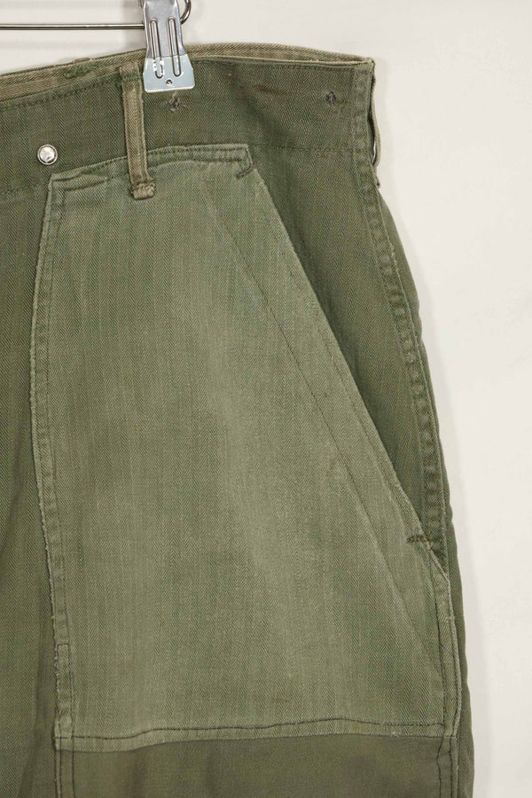 1940's U.S. Army HBT Utility Pants, large size, scratched, used.