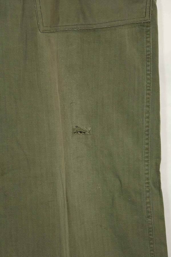 1940's U.S. Army HBT Utility Pants, large size, scratched, used.