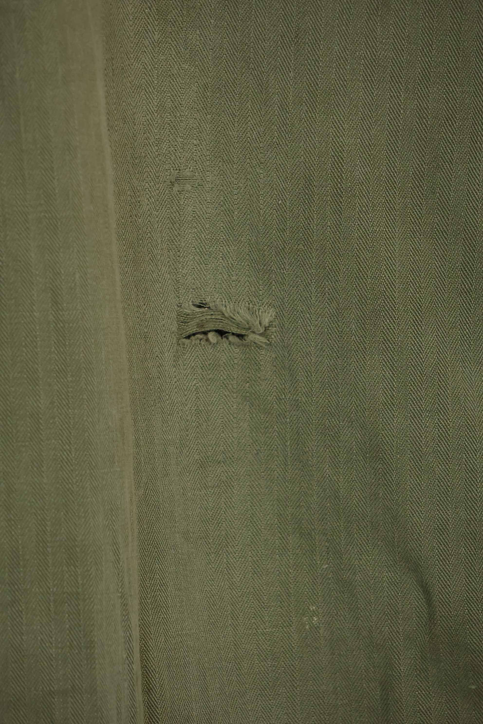 1940's U.S. Army HBT Utility Pants, large size, scratched, used.