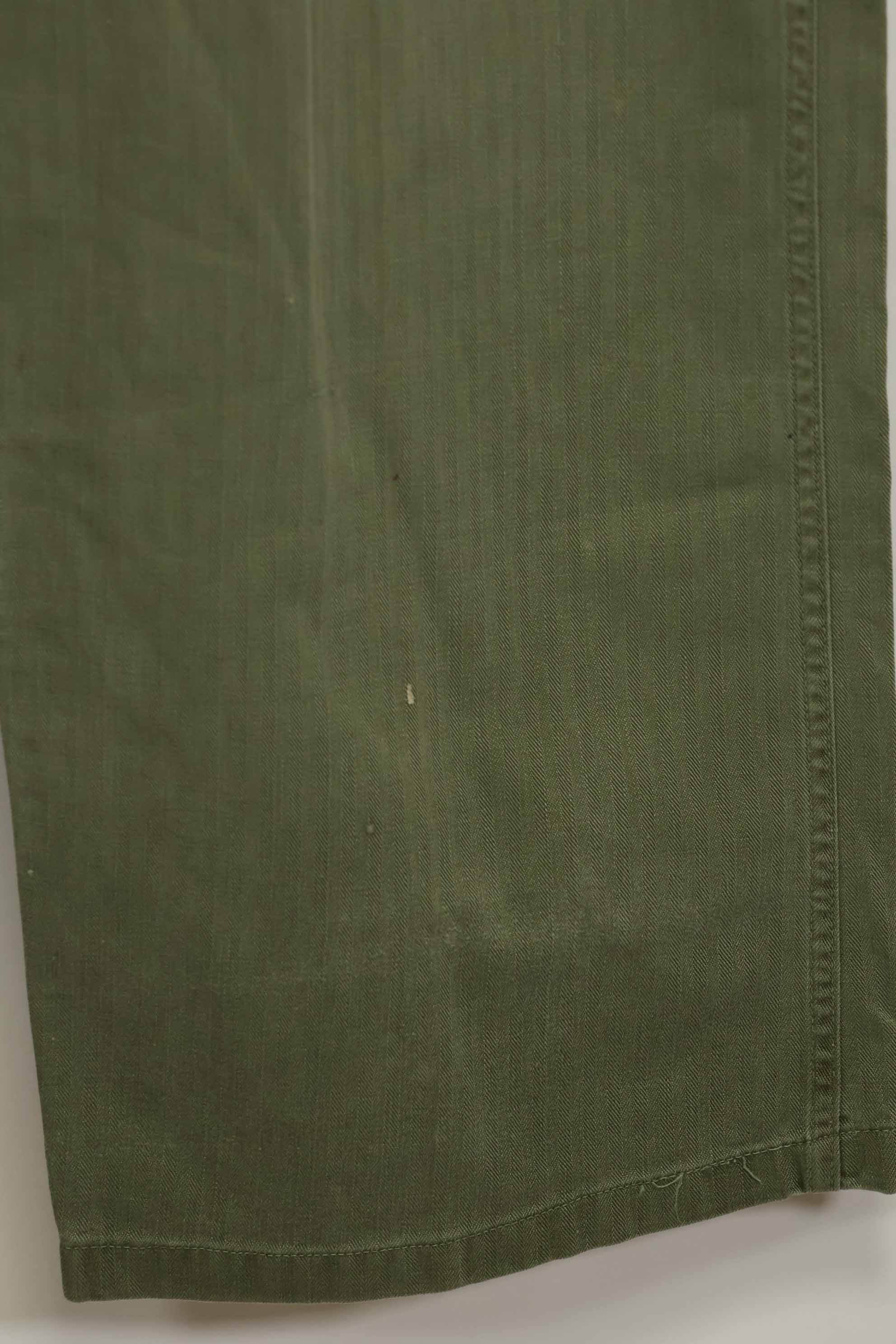 1940's U.S. Army HBT Utility Pants, large size, scratched, used.