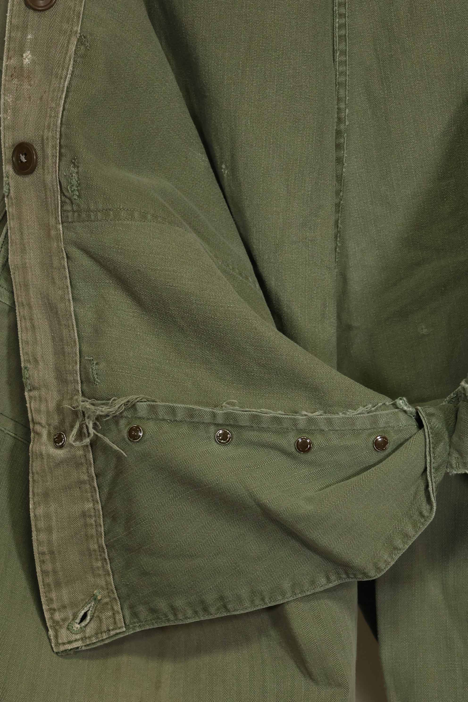 1940's U.S. Army HBT Utility Pants, large size, scratched, used.