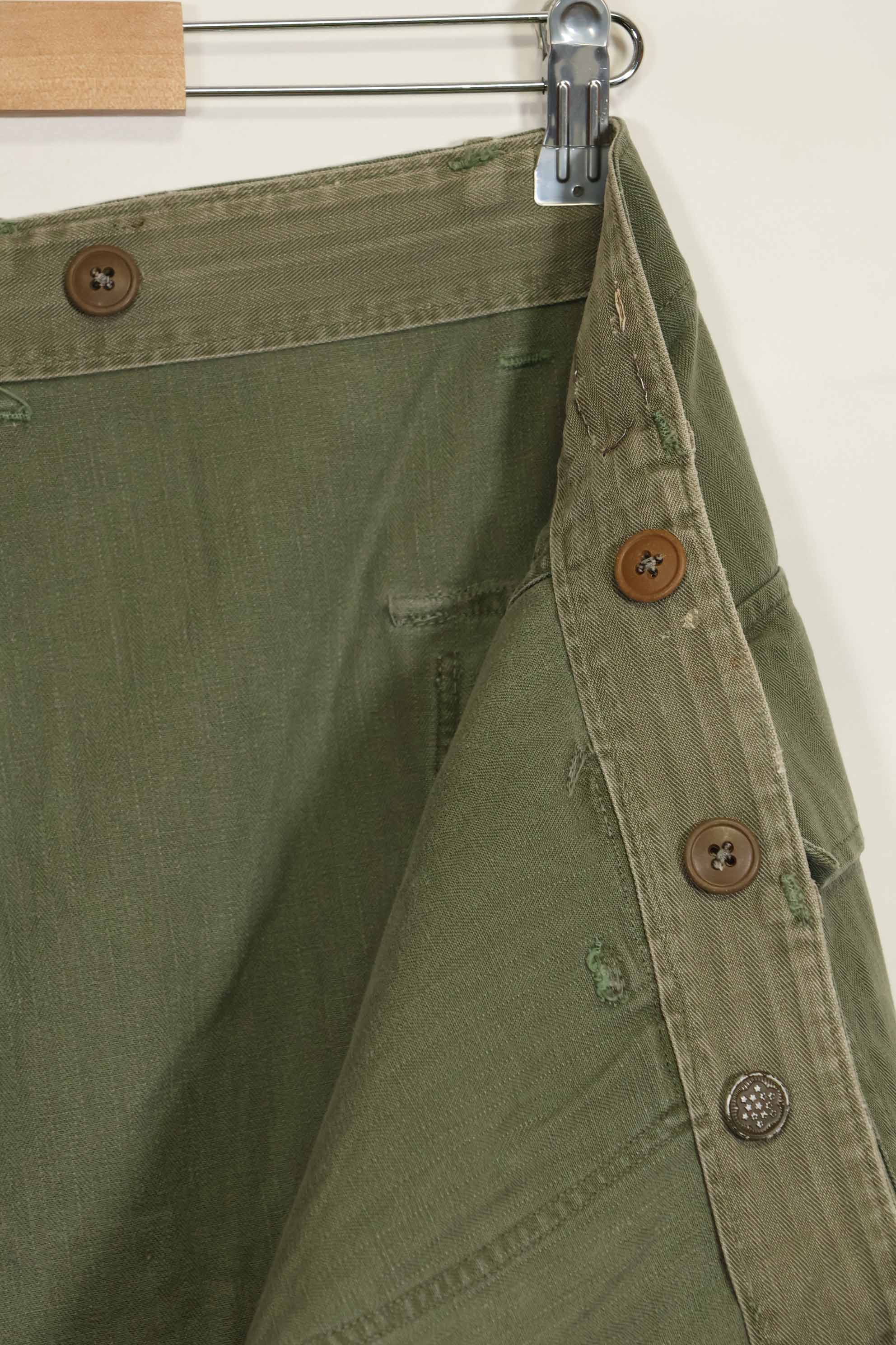 1940's U.S. Army HBT Utility Pants, large size, scratched, used.