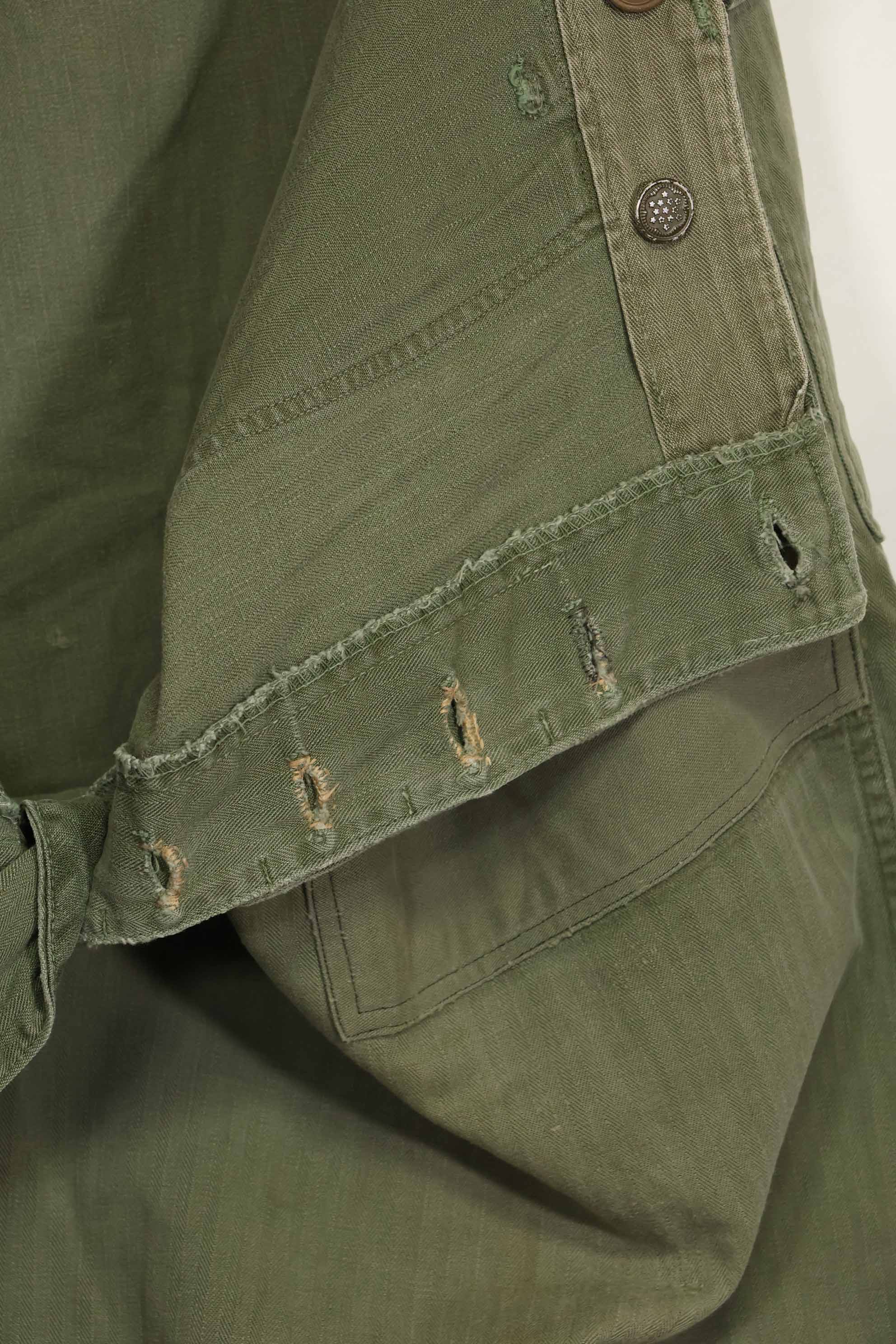 1940's U.S. Army HBT Utility Pants, large size, scratched, used.