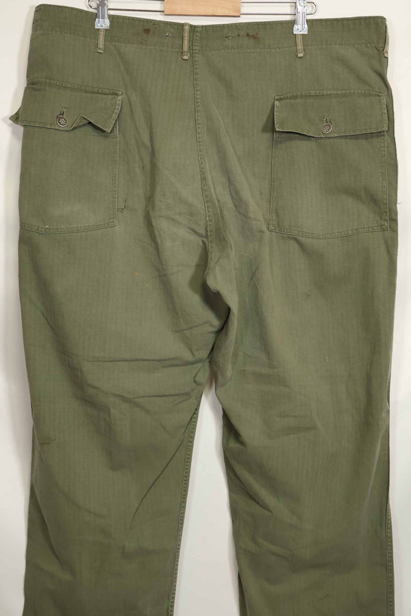 1940's U.S. Army HBT Utility Pants, large size, scratched, used.