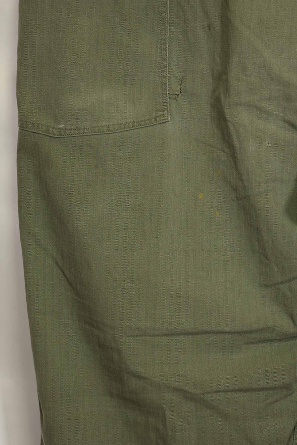 1940's U.S. Army HBT Utility Pants, large size, scratched, used.