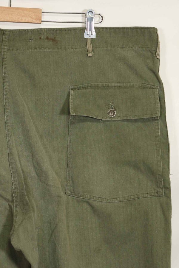1940's U.S. Army HBT Utility Pants, large size, scratched, used.