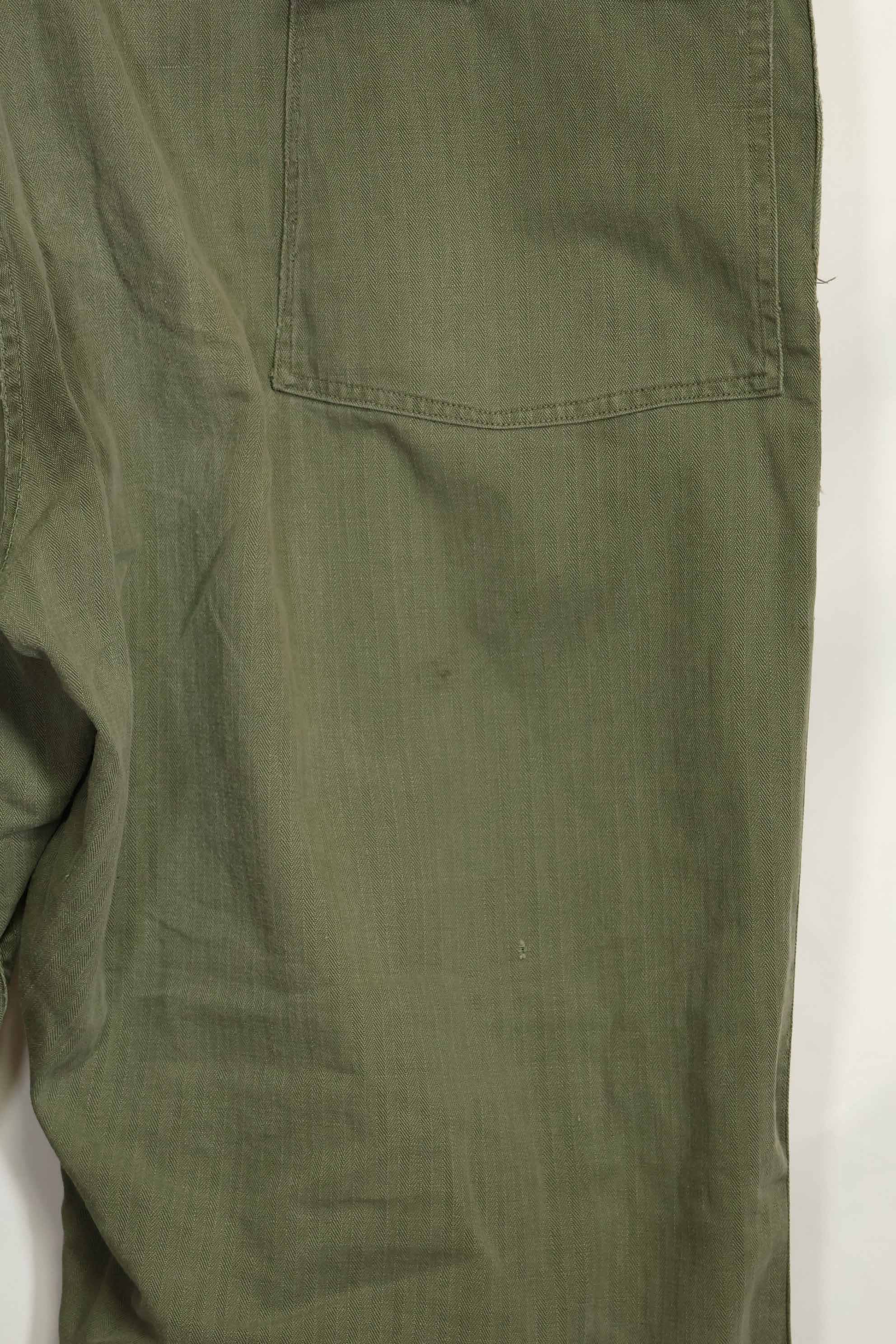 1940's U.S. Army HBT Utility Pants, large size, scratched, used.
