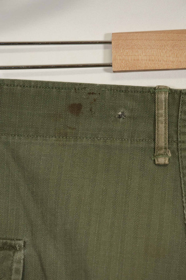 1940's U.S. Army HBT Utility Pants, large size, scratched, used.