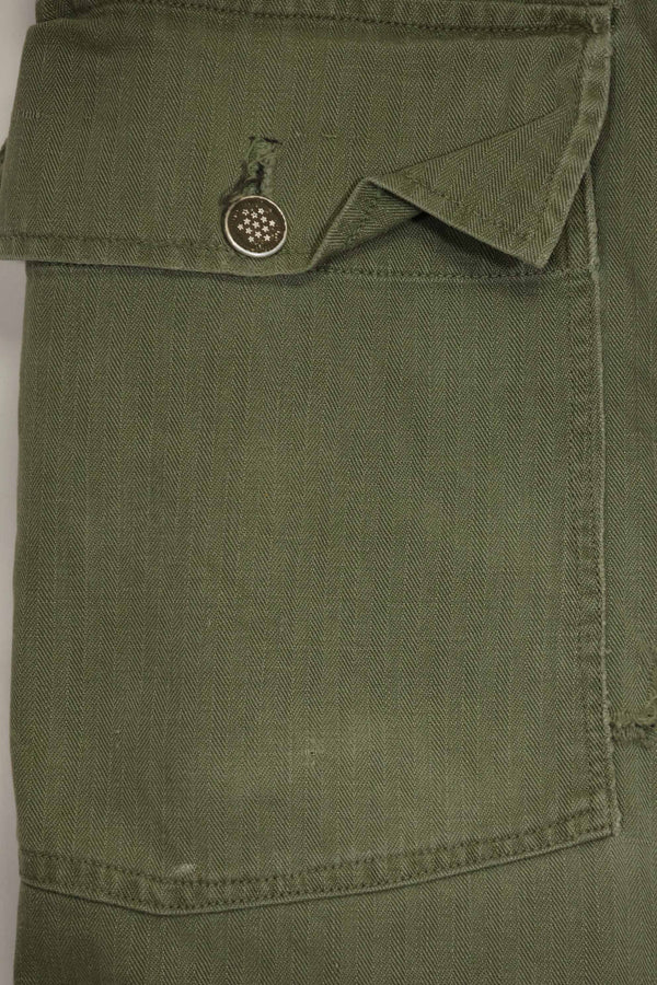 1940's U.S. Army HBT Utility Pants, large size, scratched, used.