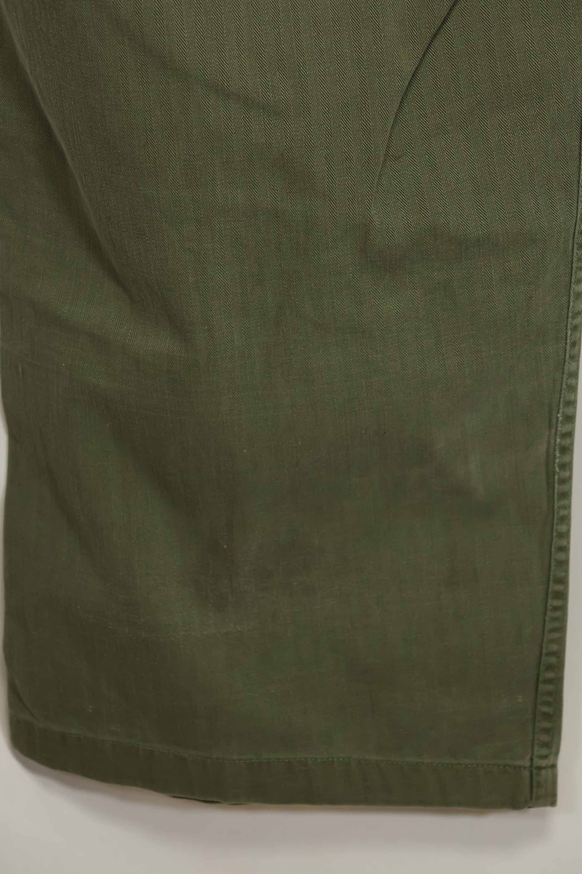 1940's U.S. Army HBT Utility Pants, large size, scratched, used.