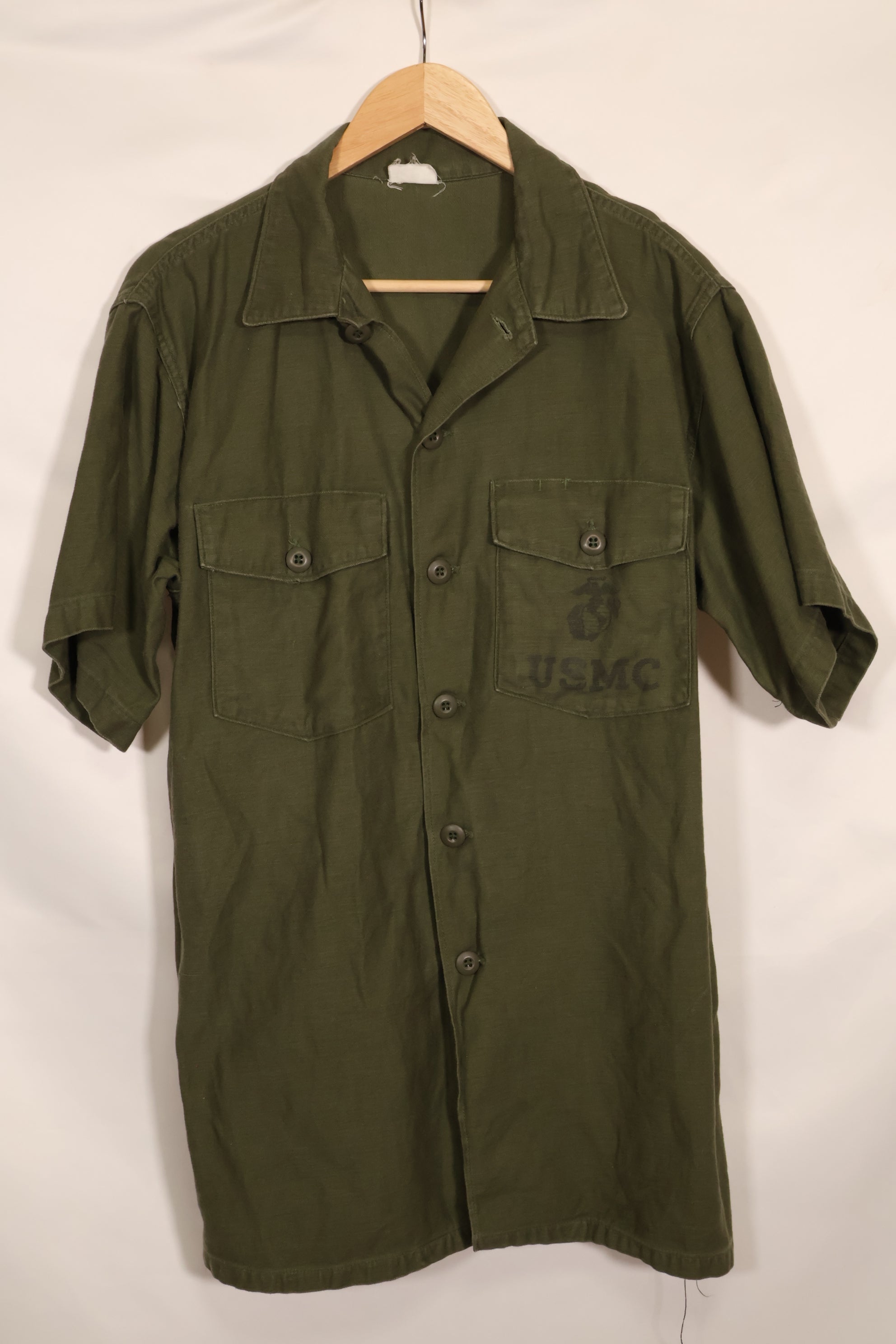 1967年契約　17 1/2 × 36 USMC　アメリカ海兵隊　半袖　OG-107 ユーティリティシャツ　中古品　大きめサイズ