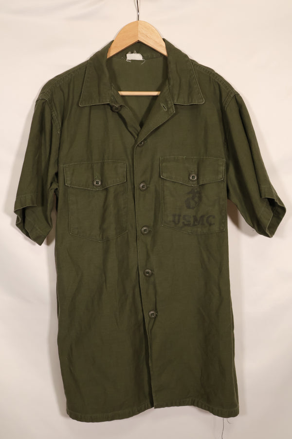 1967年契約　17 1/2 × 36 USMC　アメリカ海兵隊　半袖　OG-107 ユーティリティシャツ　中古品　大きめサイズ