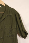 1967年契約　17 1/2 × 36 USMC　アメリカ海兵隊　半袖　OG-107 ユーティリティシャツ　中古品　大きめサイズ
