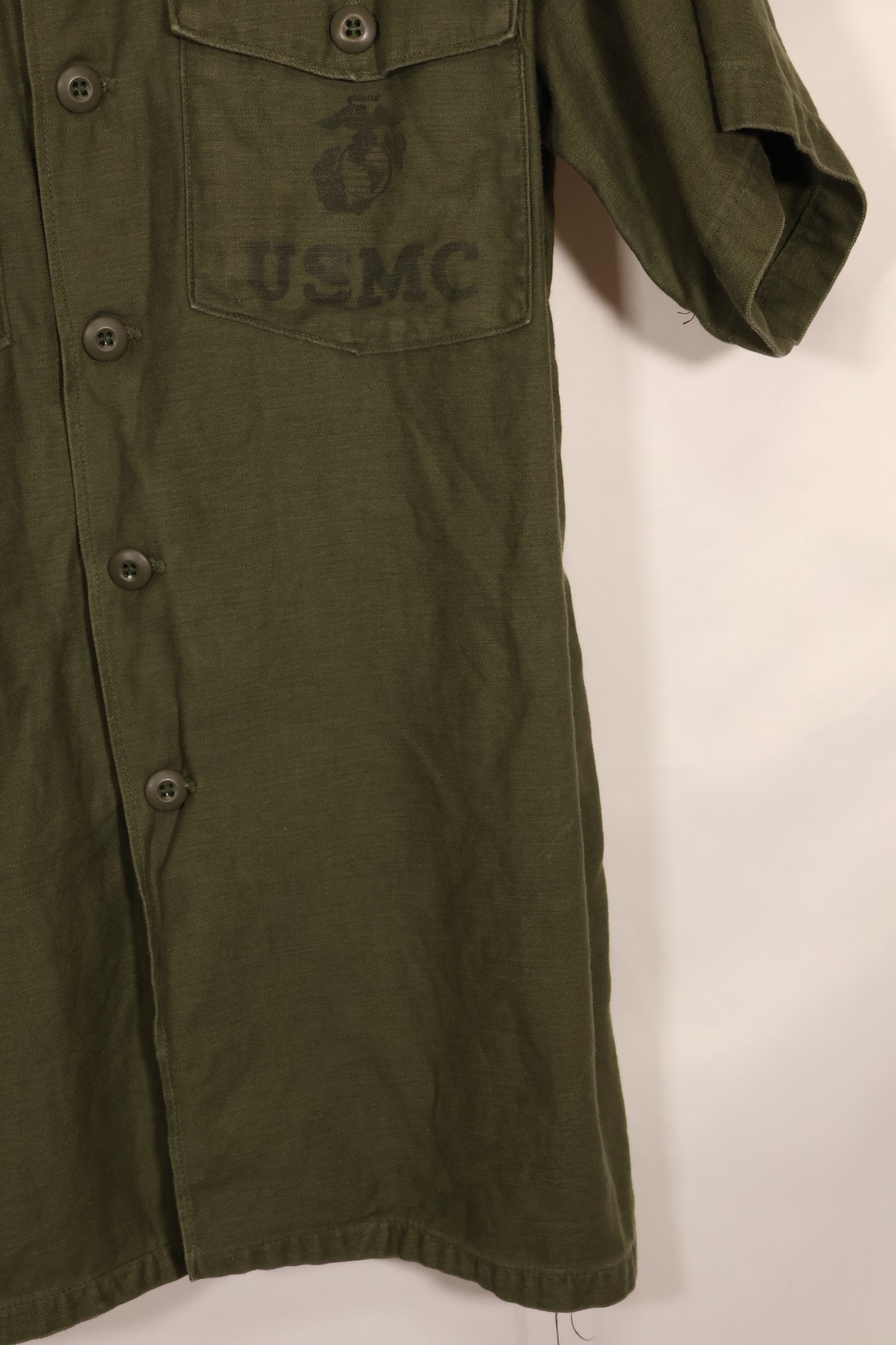 1967年契約　17 1/2 × 36 USMC　アメリカ海兵隊　半袖　OG-107 ユーティリティシャツ　中古品　大きめサイズ