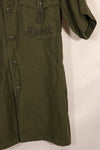 1967年契約　17 1/2 × 36 USMC　アメリカ海兵隊　半袖　OG-107 ユーティリティシャツ　中古品　大きめサイズ
