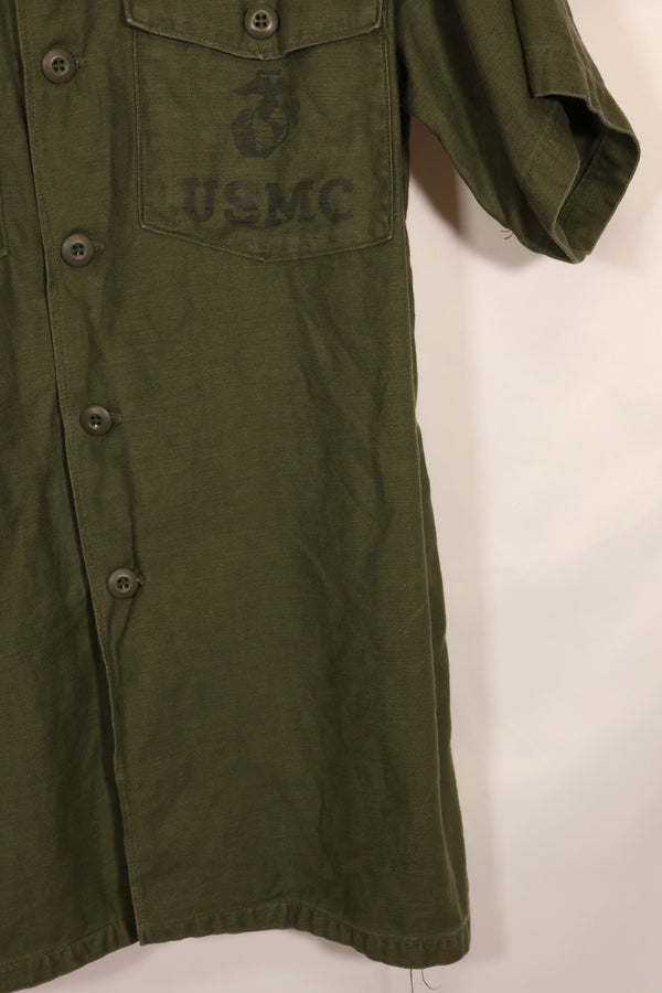 1967年契約　17 1/2 × 36 USMC　アメリカ海兵隊　半袖　OG-107 ユーティリティシャツ　中古品　大きめサイズ