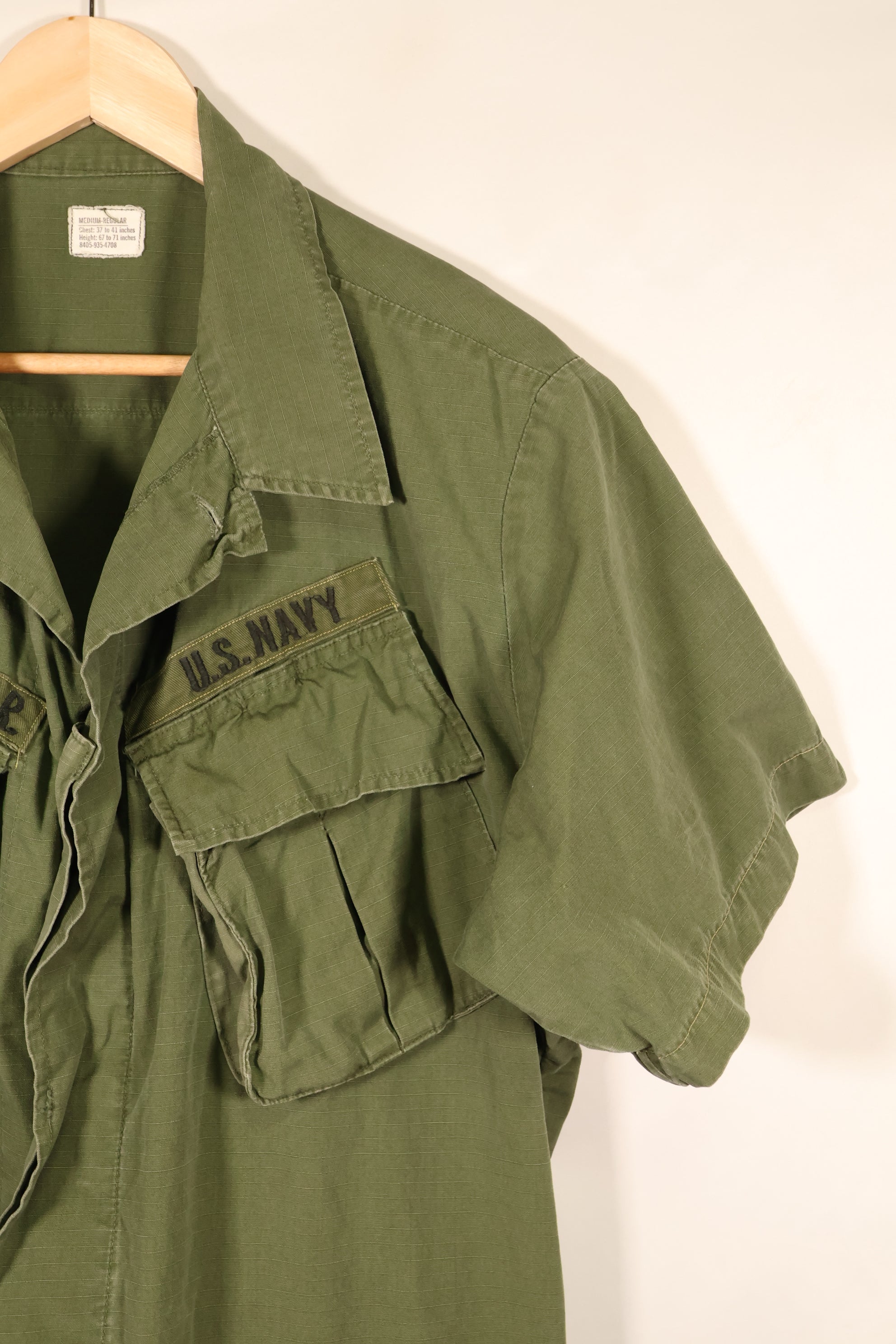 1968 Contract, M-R, 4th Model Jungle Fatigue Jacket, USN, Short-Sleeve Custom, Used