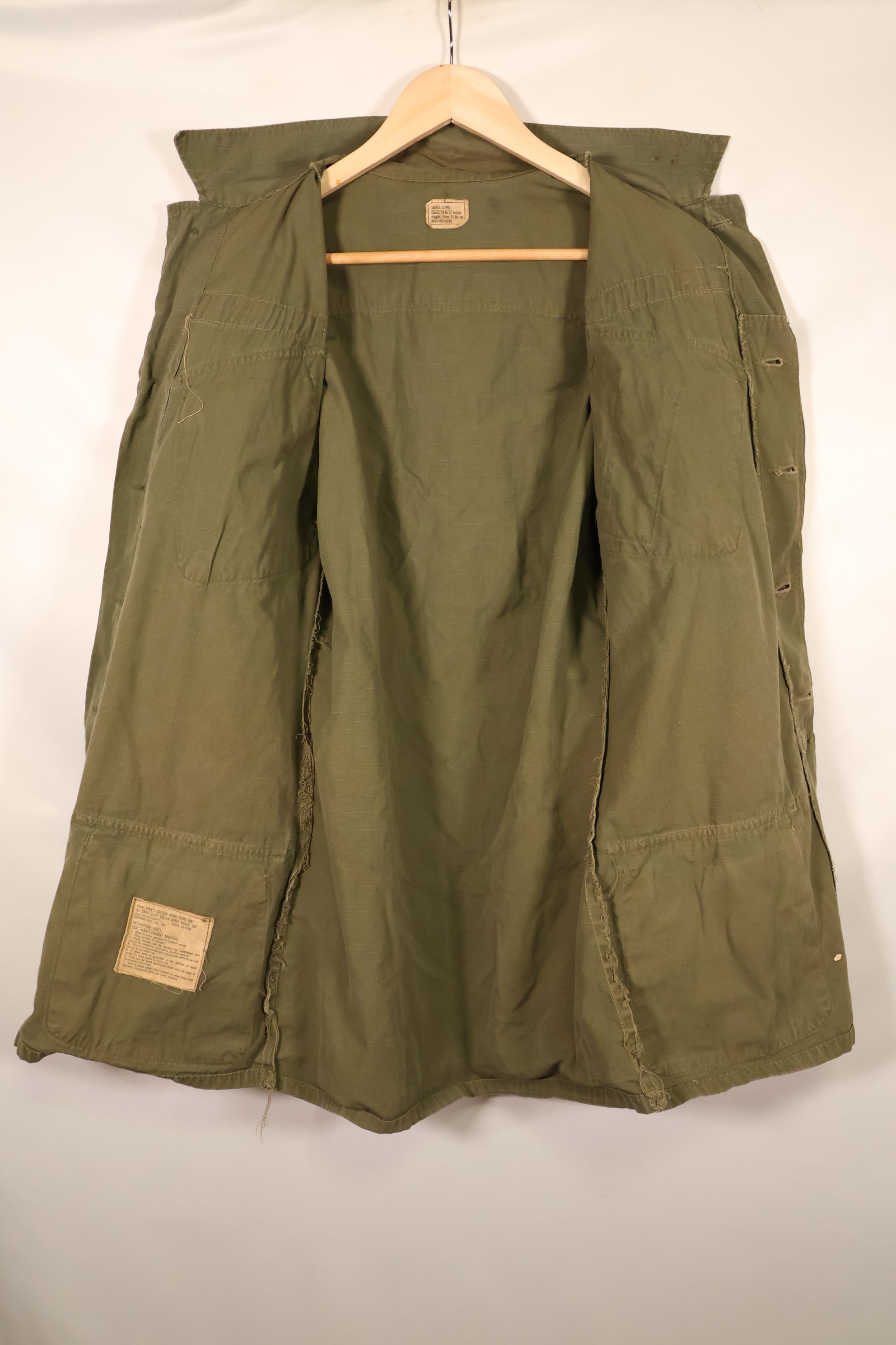 1968 Contract S-L 4th Model Ripstop Jungle Fatigue Jacket with Patches, Used