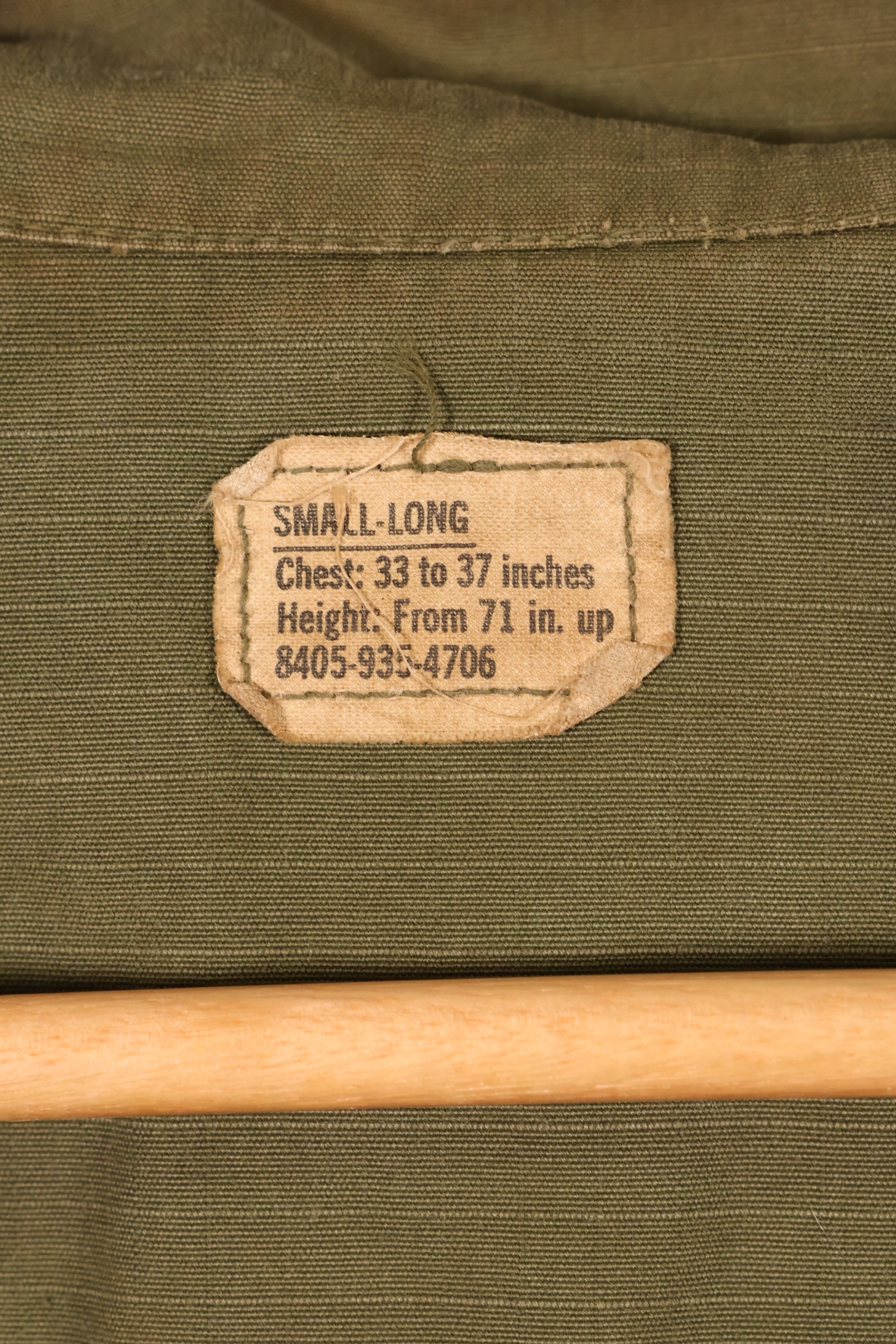 1968 Contract S-L 4th Model Ripstop Jungle Fatigue Jacket with Patches, Used
