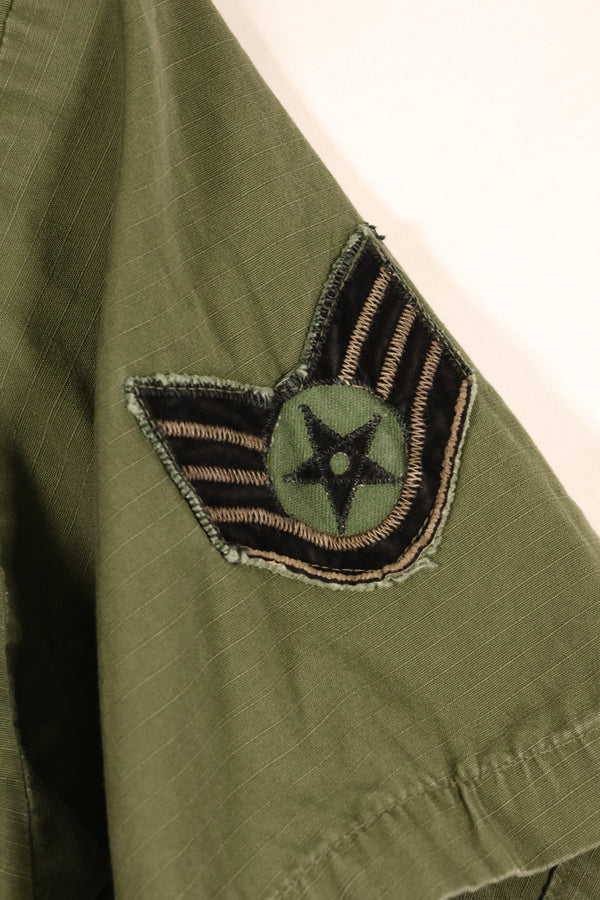 Contract 1969, S-L, มีร่องรอยการใช้งานที่บริเวณชื่อ Taylor, แจ็กเก็ตสนามแบบที่ 4 (Jungle Fatigue Jacket), USAF, แขนสั้น, ปรับแต่งตามสั่ง, มือสอง