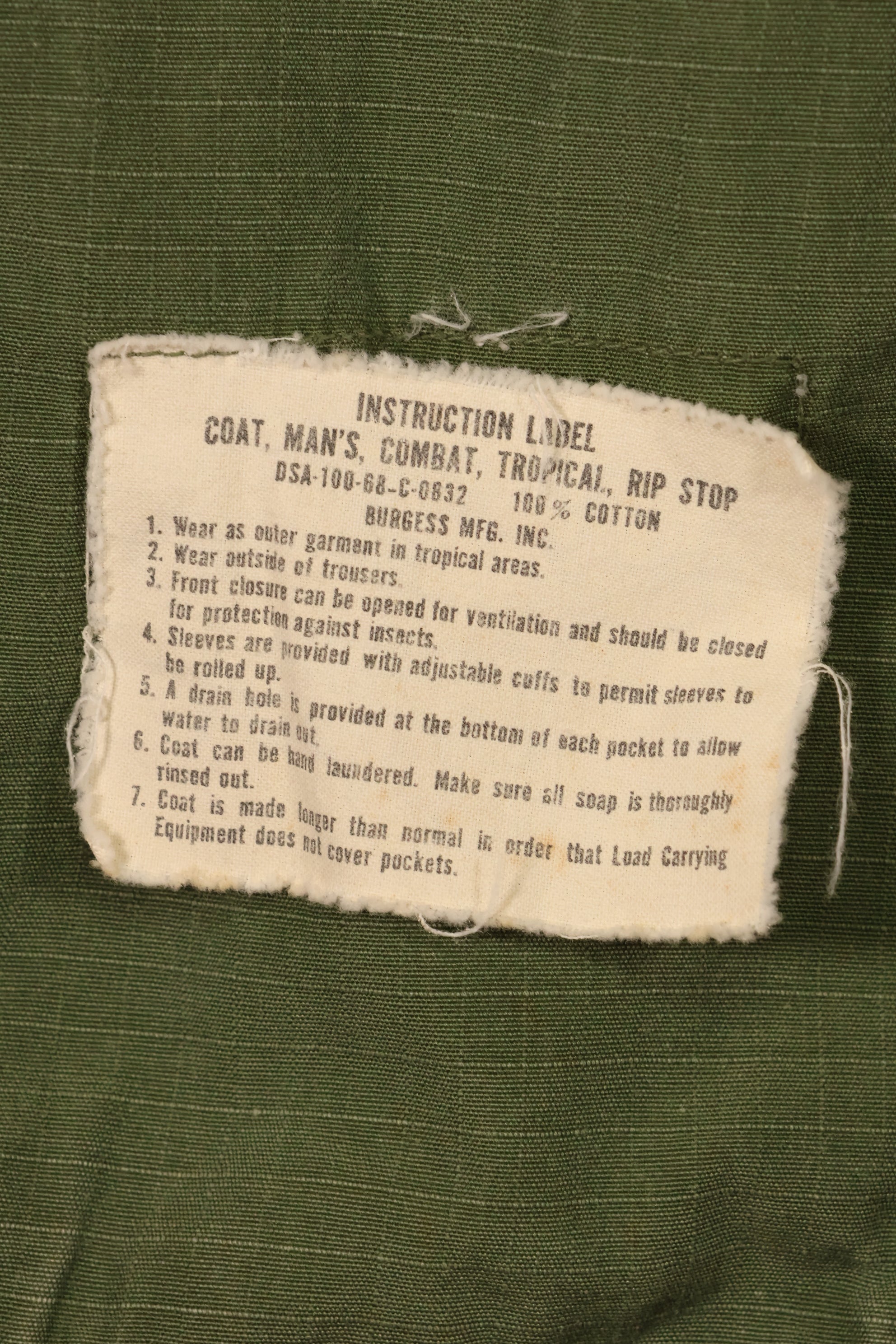 1968 Contract, M-L, 4th Model Jungle Fatigue Jacket, With Original Patches, Used