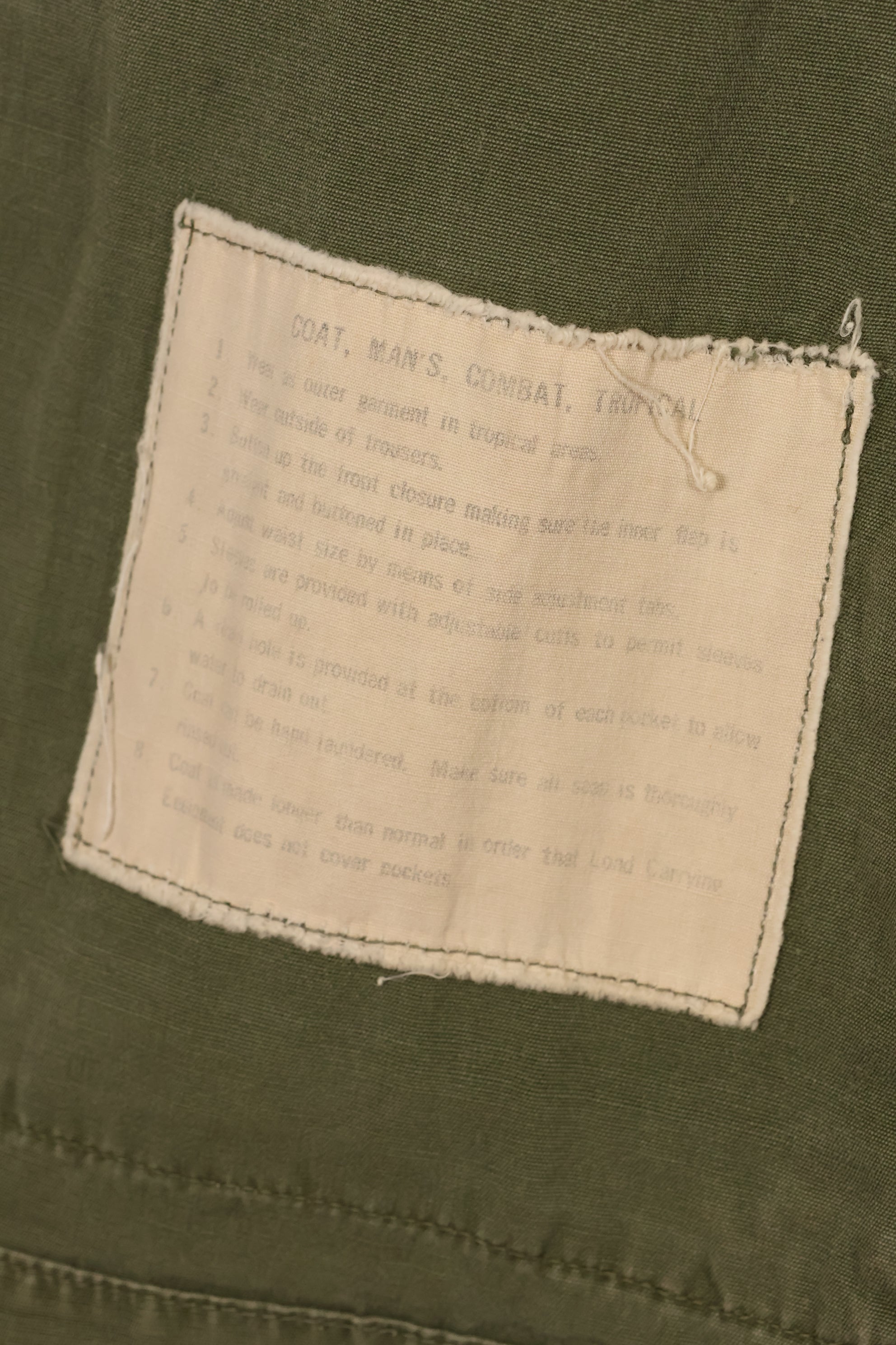 ช่วงต้นทศวรรษ 1960 ประมาณ S-S ผลิตในญี่ปุ่น รุ่นที่ 2 แจ็คเก็ต Jungle Fatigue ผลิตภายใต้สัญญา FEC สินค้ามือสอง