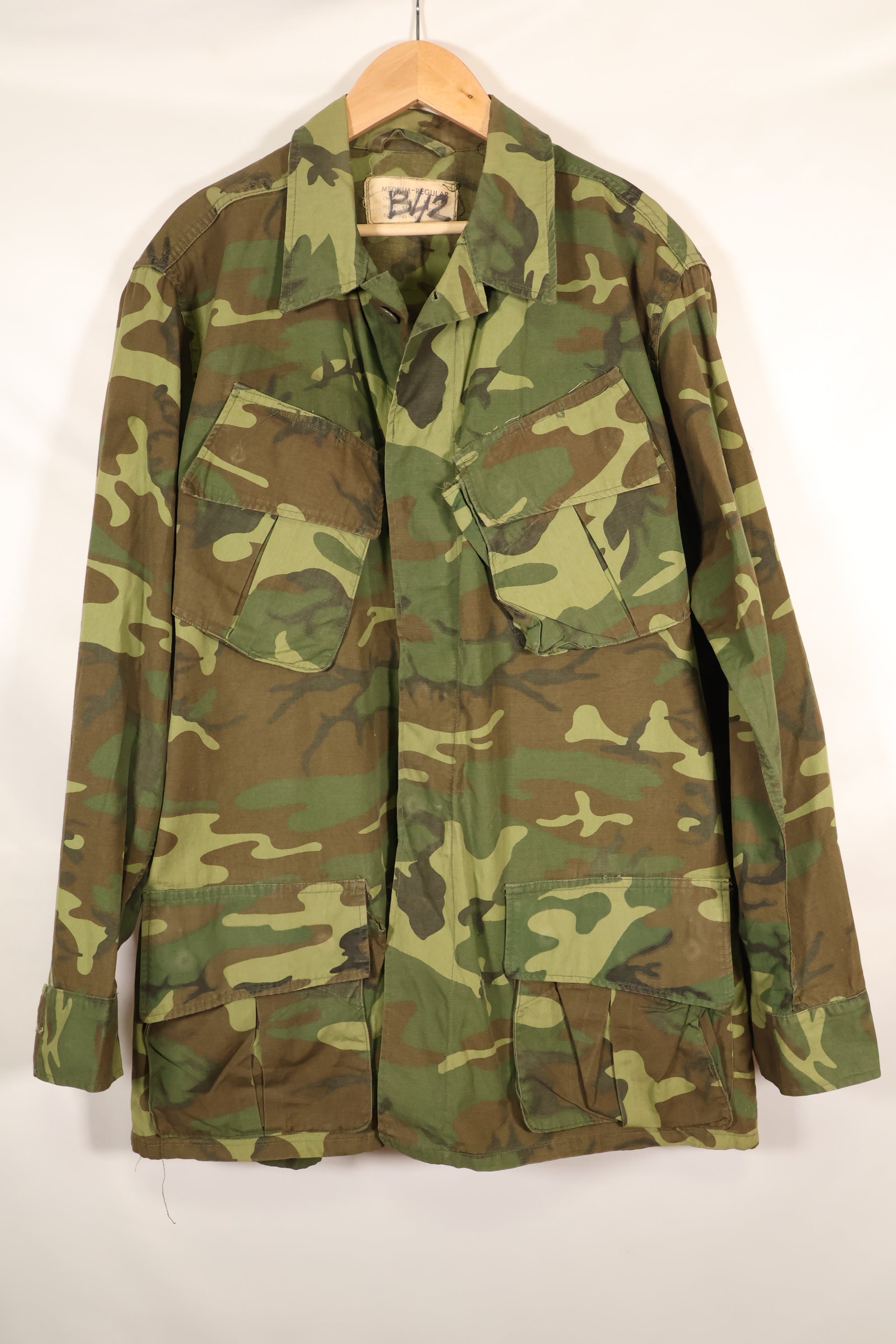 1966-67 Contract M-R ERDL Early Print Jungle Fatigue Jacket Used
