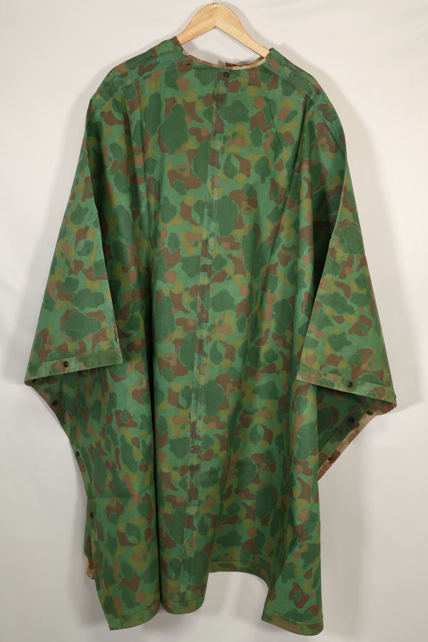 実物　1944年製　USMC フロッグスキン迷彩　ゴム引き　レインポンチョ　状態良い　中古品