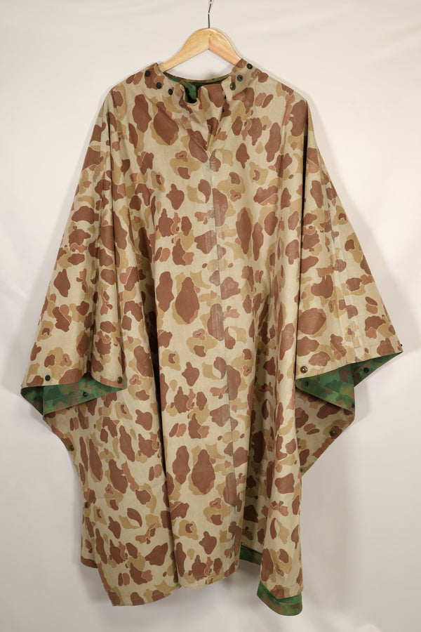実物　1944年製　USMC フロッグスキン迷彩　ゴム引き　レインポンチョ　状態良い　中古品