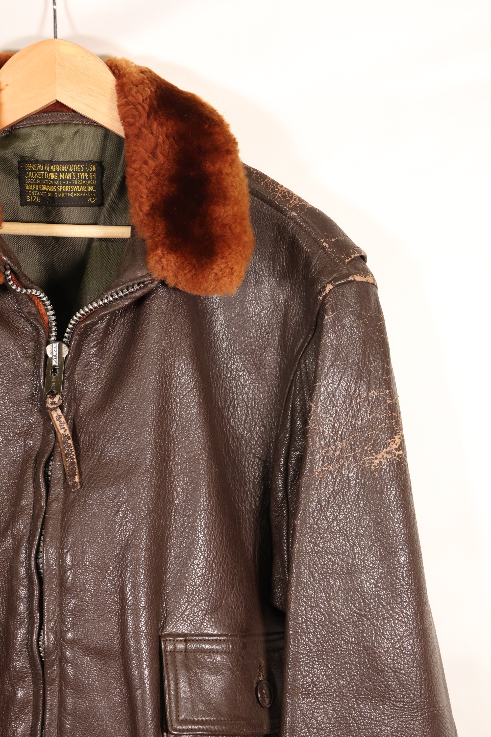 ล็อตต้นยุค 1960 ขนาด 42 G-1 โซนอินเตอร์มีเดียท แจ็คเก็ตบิน มือสอง