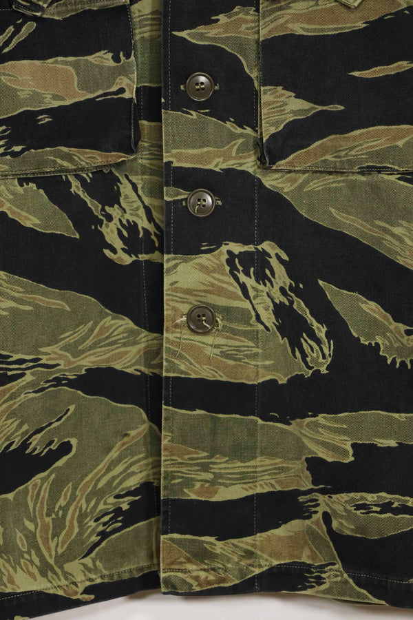1960s Fat Tiger Tiger Stripe Shirt Asian Cut Used