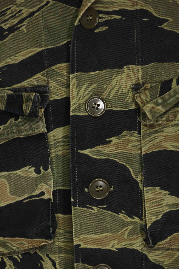 1960s Fat Tiger Tiger Stripe Shirt Asian Cut Used