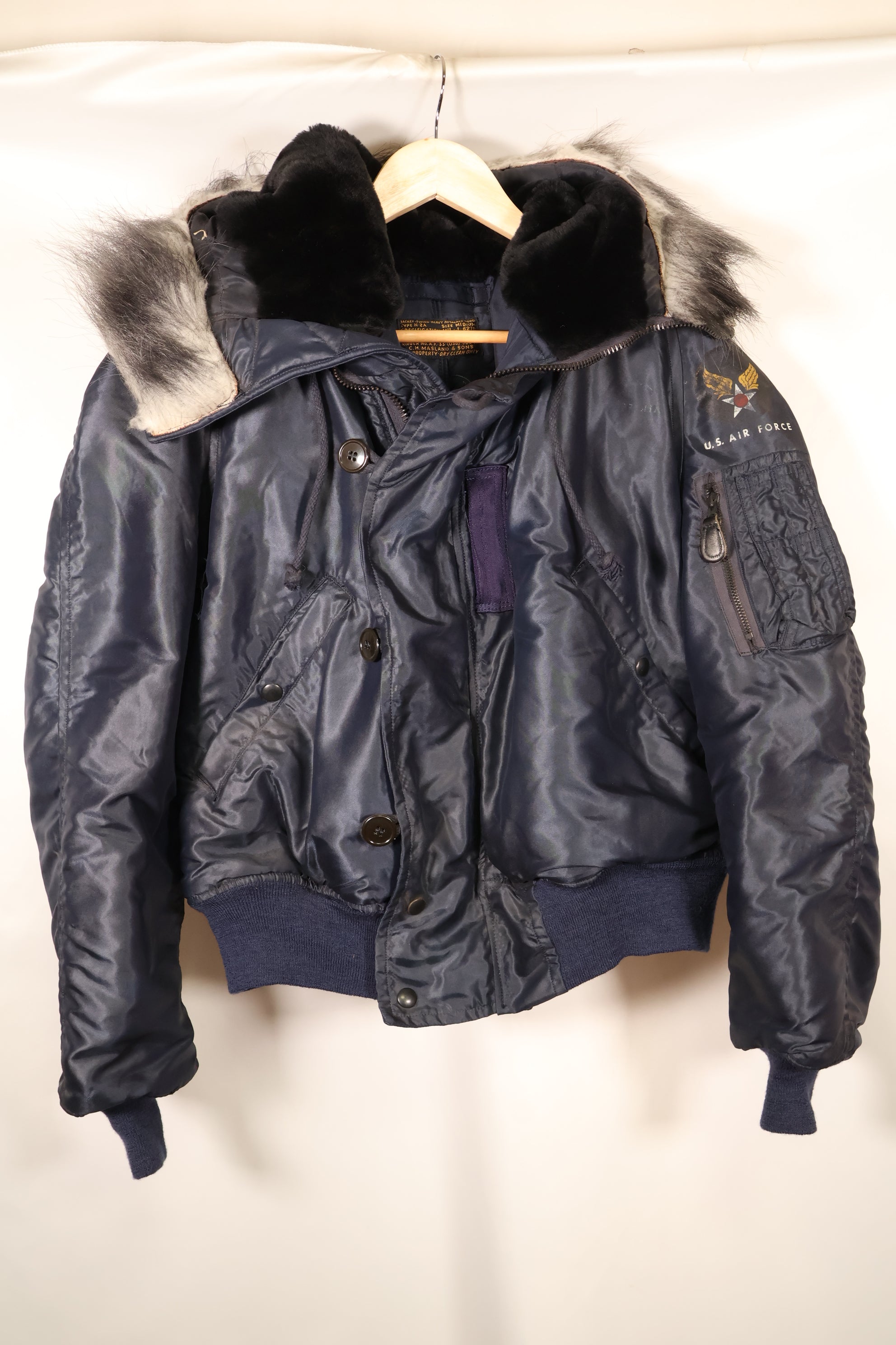 ทศวรรษ 1950, ขนาด MEDIUM, กองทัพอากาศสหรัฐอเมริกา (USAF), แจ็กเก็ตบิน N2-A, แบบทนทาน, สภาพดี, มือสอง