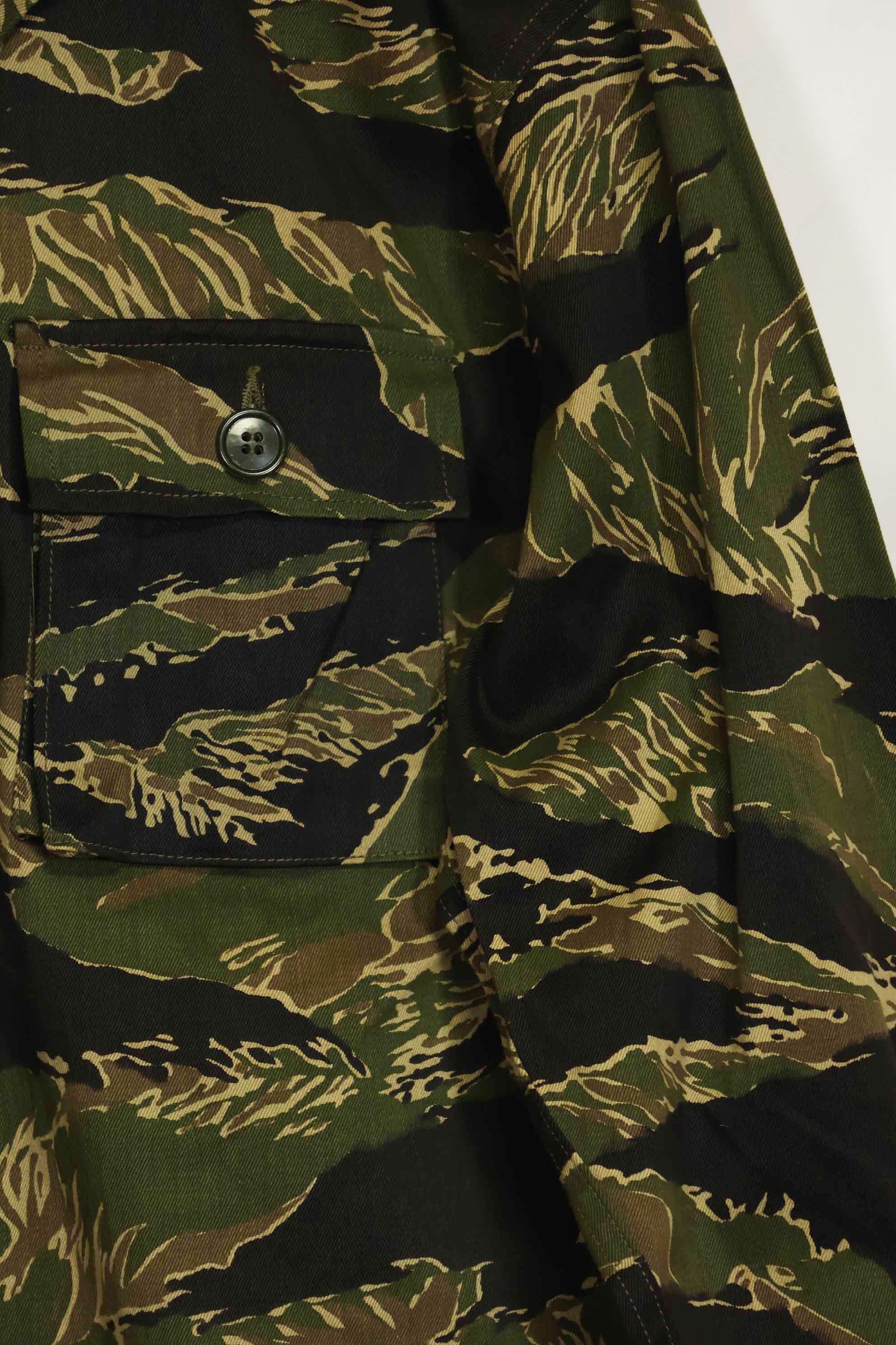 1960s Deadstock Okinawa Tiger Tiger Stripe Shirt Asian Cut