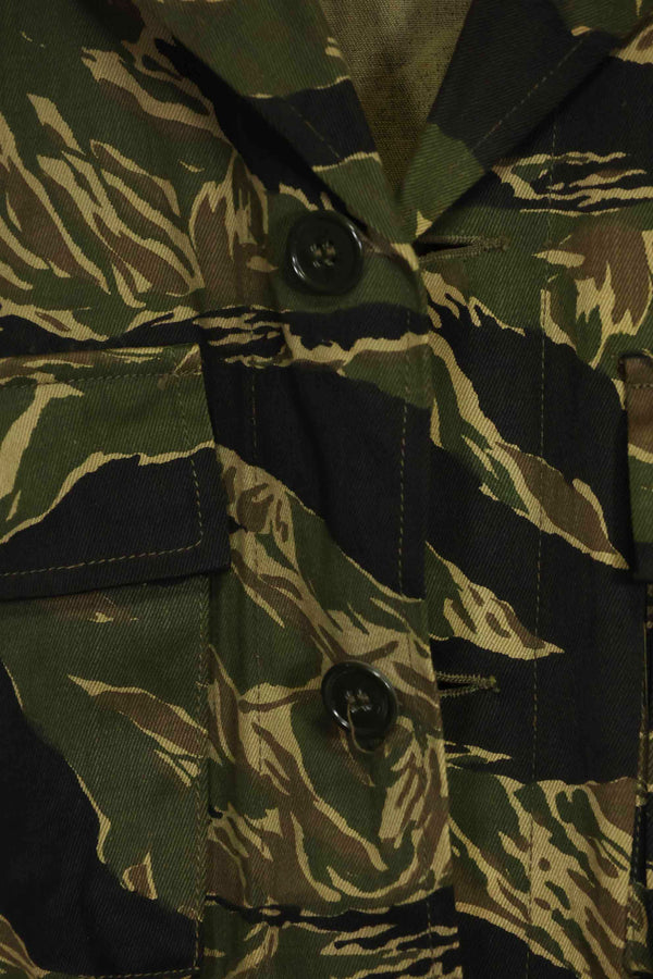 1960s Deadstock Okinawa Tiger Tiger Stripe Shirt Asian Cut