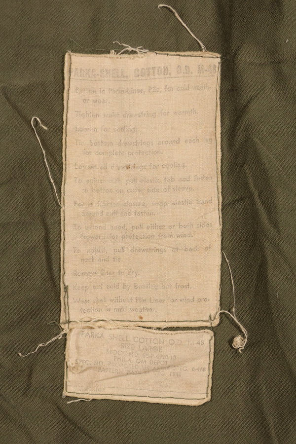 ช่วงปลายทศวรรษ 1940 ขนาด L กองทัพสหรัฐฯ M-48 เสื้อฮู้ดสนาม มีรอยซ่อมแซม เสื้อผ้าจากภาพยนตร์ สินค้ามือสอง