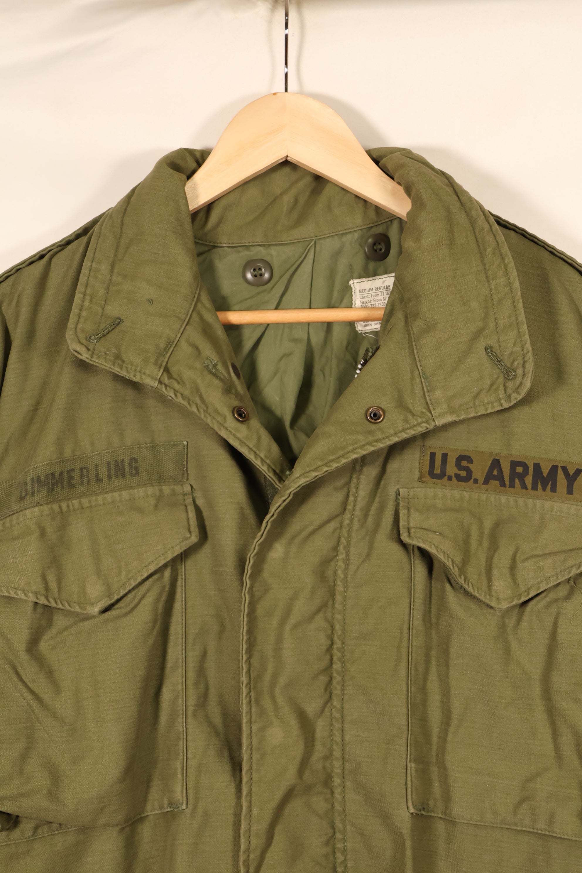 1970 Contract M-R 2nd Model M65 Field Jacket, Original Tape Attached, Used
