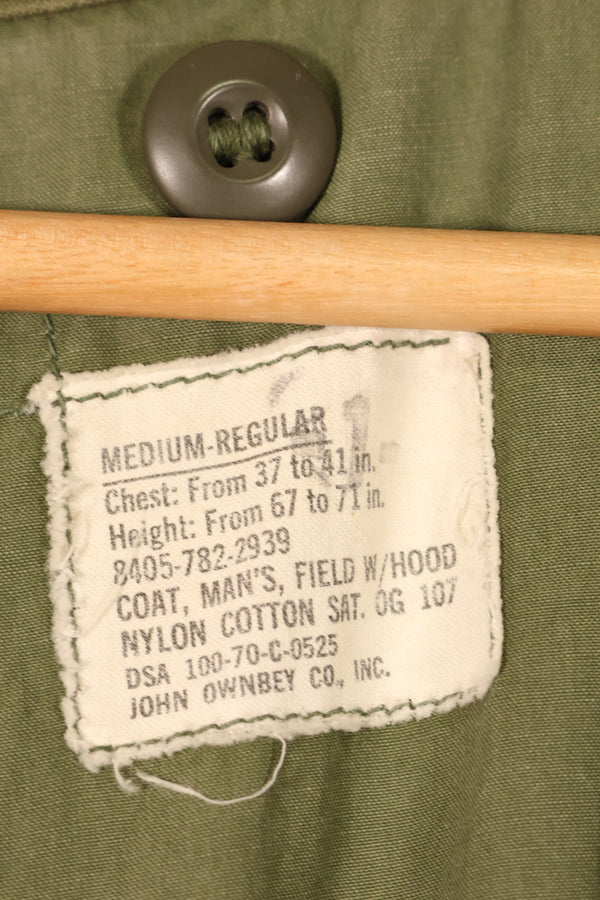 1970 Contract M-R 2nd Model M65 Field Jacket, Original Tape Attached, Used