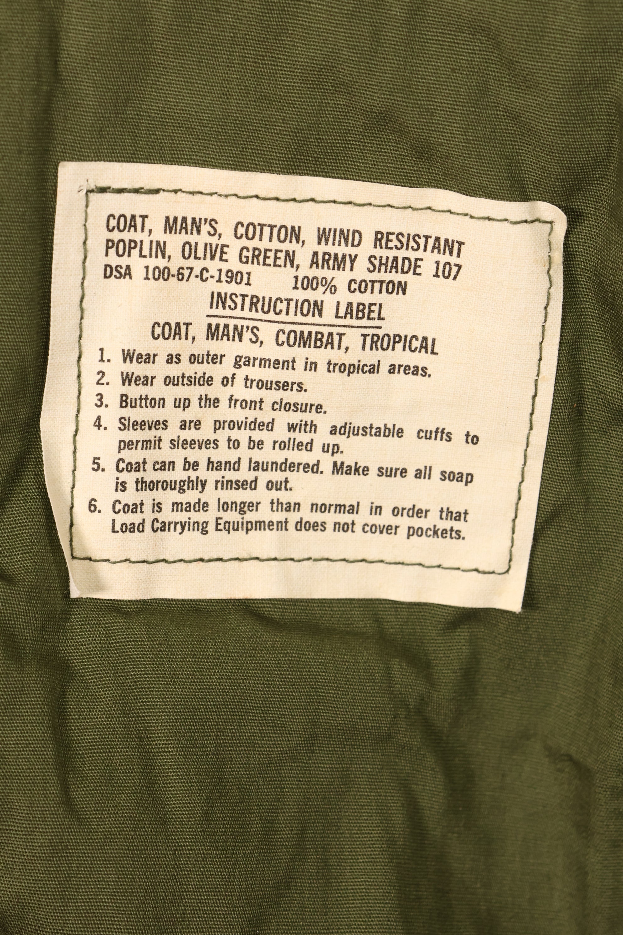 สัญญาปี 1967, L-L, แทบไม่ถูกสวมใส่, แจ็กเก็ตทหารแบบป่า รุ่นที่ 3, มีรอยเปื้อนด้านหลัง, มือสอง
