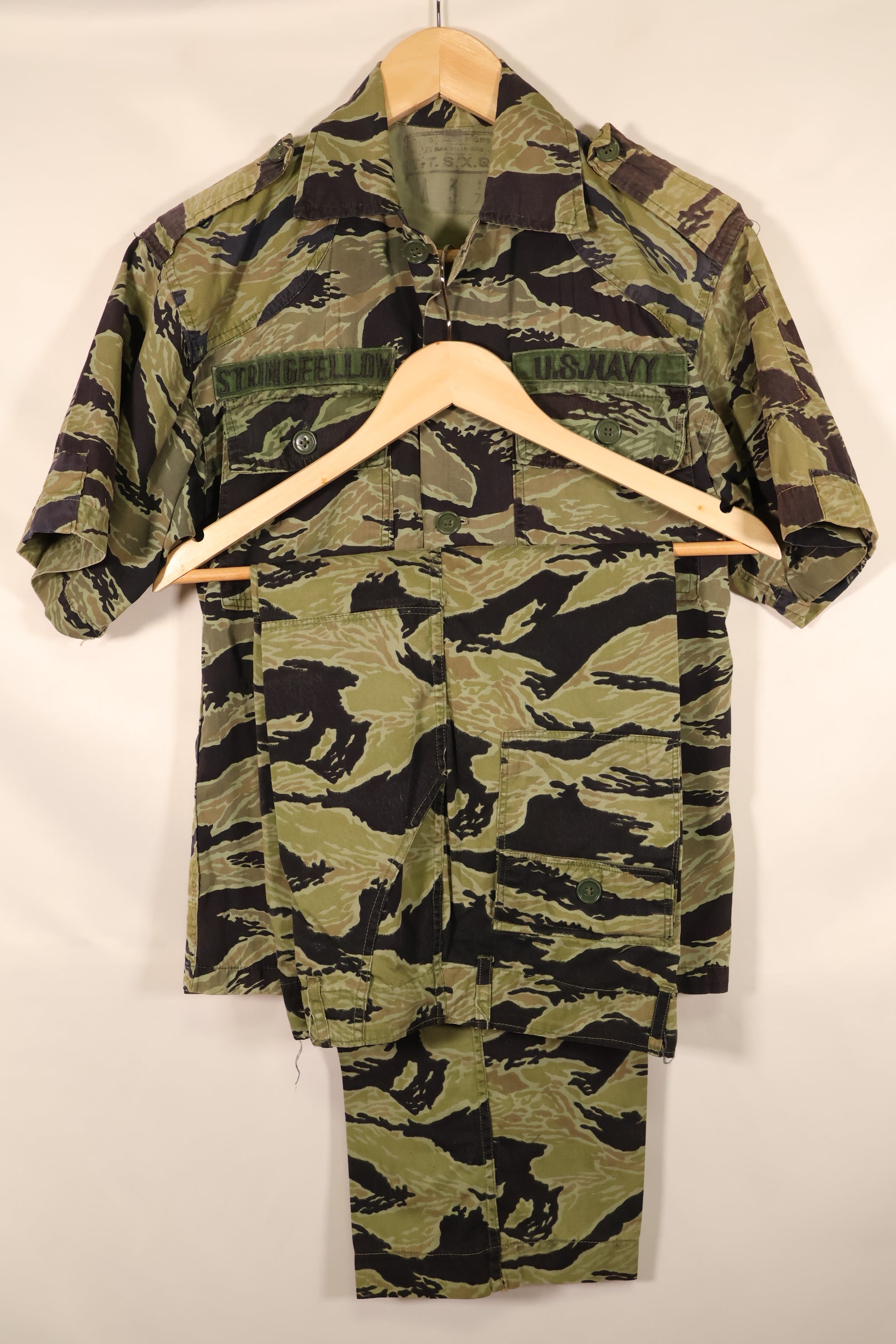 1970, Estimated Size S–M, U.S. Navy Military Advisory Group, Advisor, VNMC 4th Tiger Stripe Set, Used