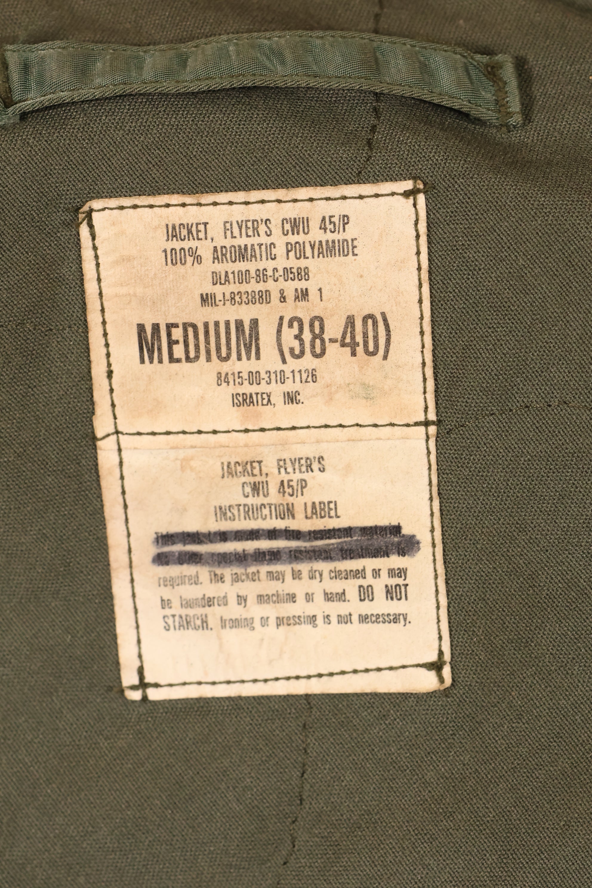 สัญญาปี 1986, ขนาด MEDIUM, กองทัพเรือสหรัฐฯ, CWU-45P, เขตกลาง, แจ็กเก็ตบิน, มือสอง