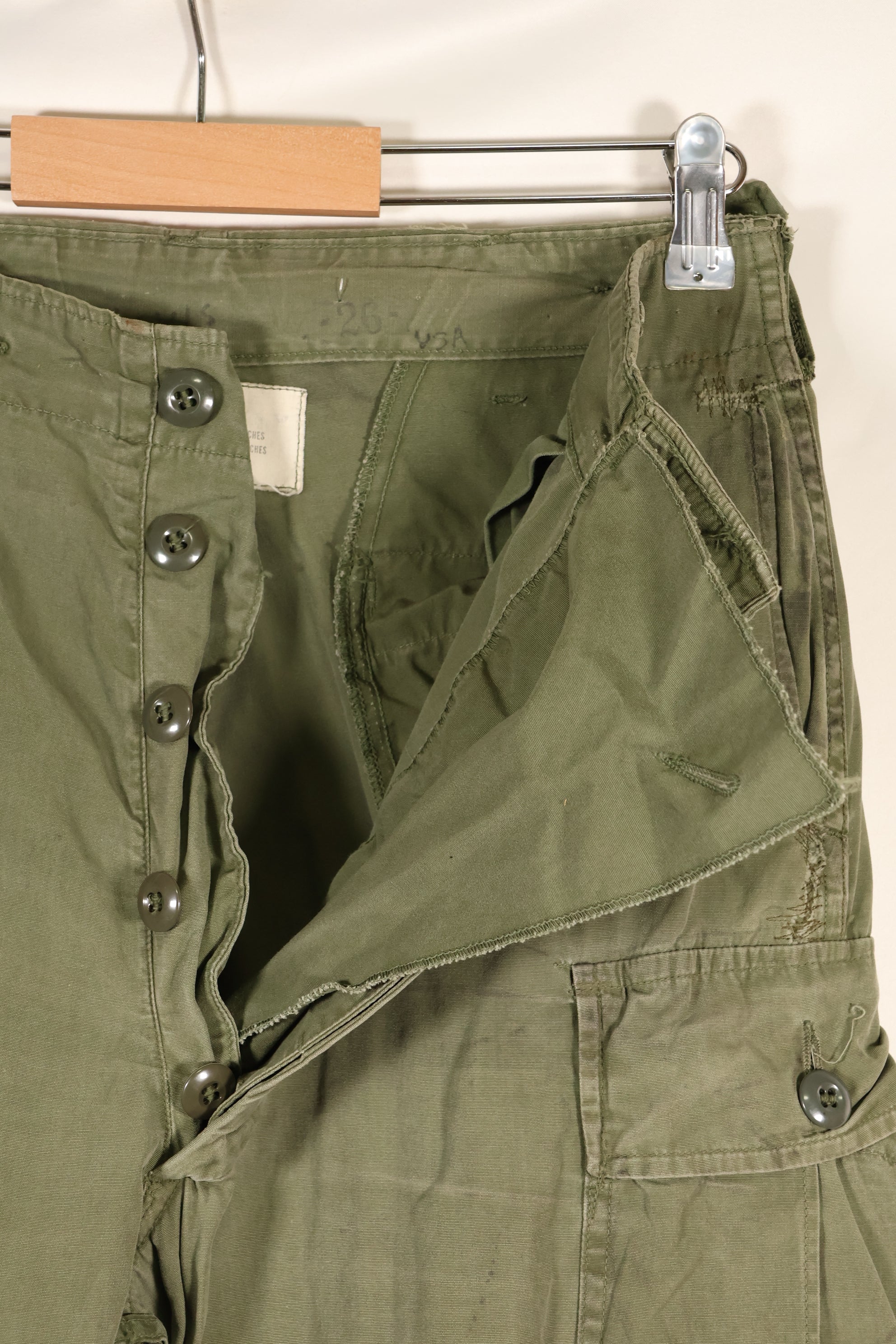 1964 Contract S-R 1st Model Jungle Fatigue Pants, CRC release, faded, used