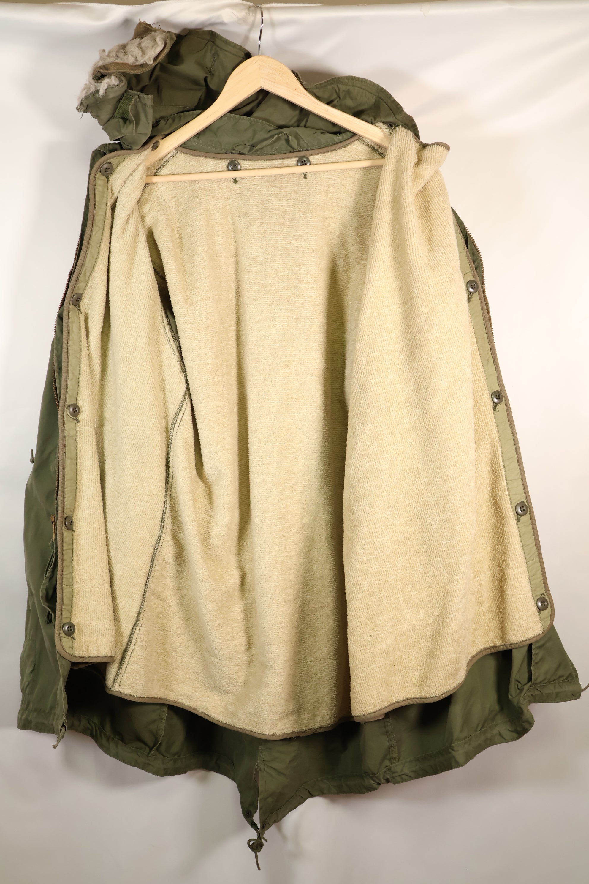 ยุคผสม สัญญากับเชลล์ปี 1972 S-R M65 เสื้อฮู้ดฟิลด์ ชุด M51 พร้อมซับใน มือสอง E