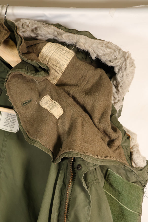 ยุคผสม สัญญากับเชลล์ปี 1972 S-R M65 เสื้อฮู้ดฟิลด์ ชุด M51 พร้อมซับใน มือสอง E