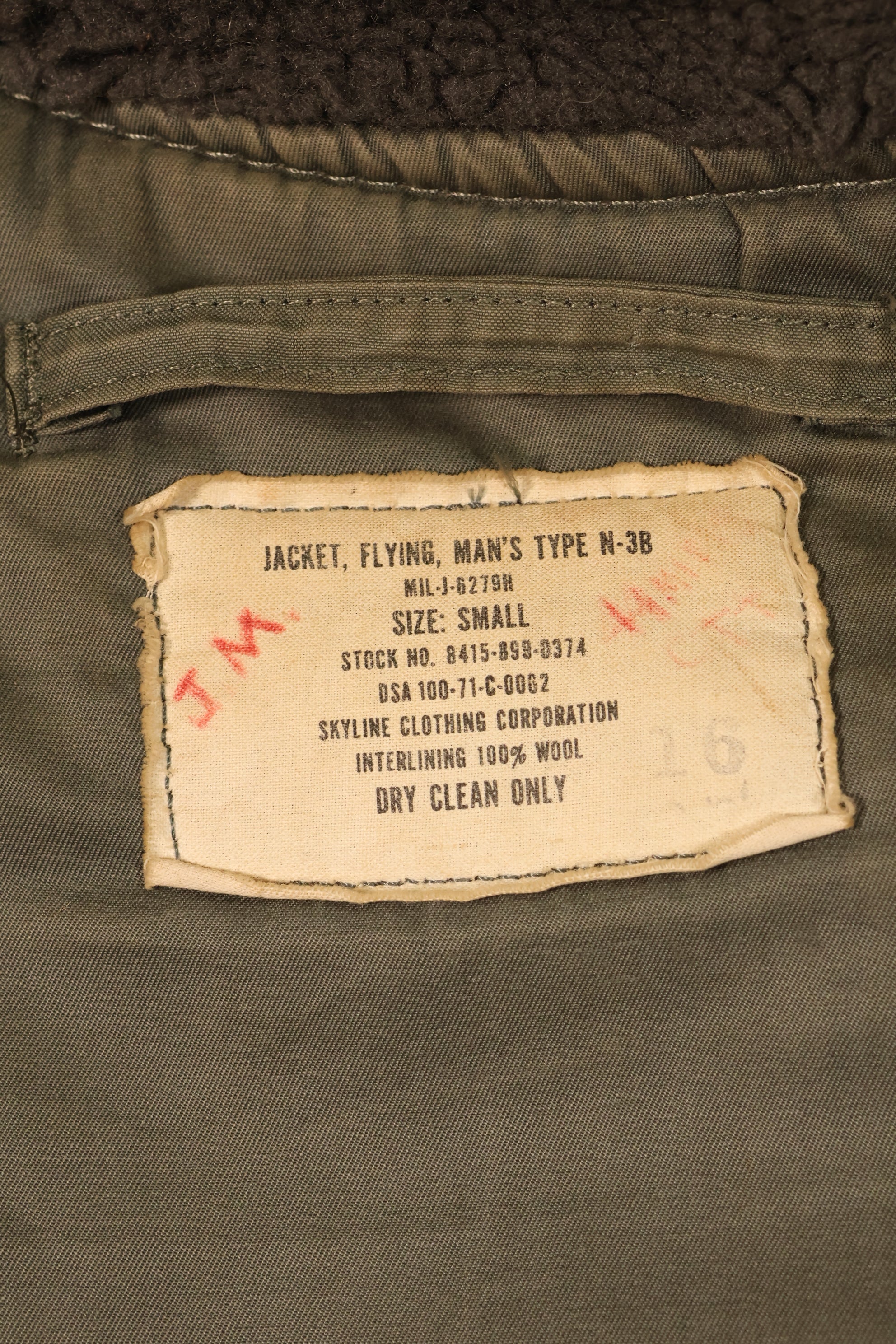 สัญญาปี 1971 – แจ็กเก็ตบิน N3-B ขนาดเล็กของกองทัพอากาศสหรัฐฯ (USAF) – มีลายสแตนซิลด้านหลัง – มือสอง